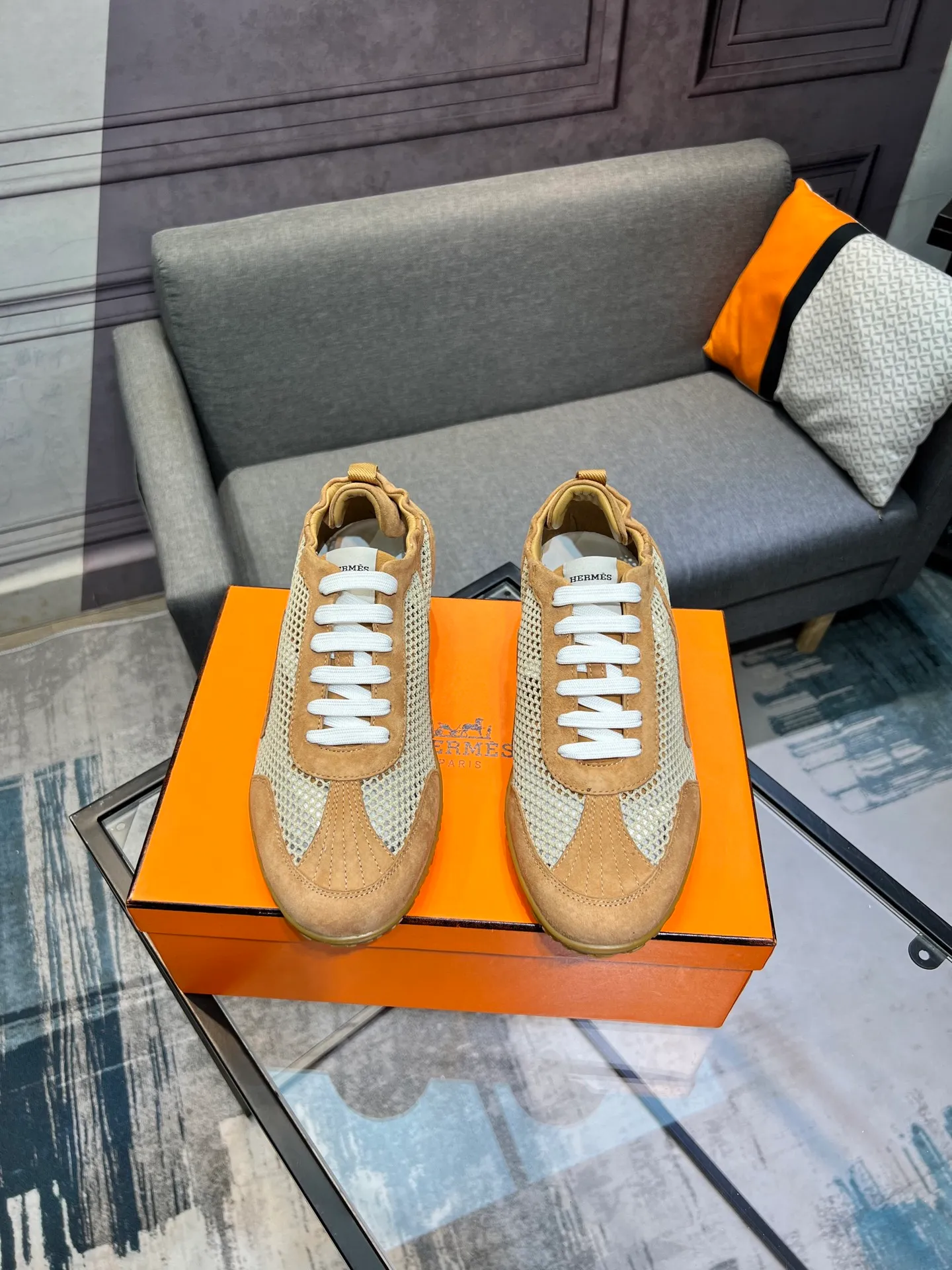 Men's shoes 💰700 [HERMES] Hermès - High-end quality original order 🔍🔍 - Upper: 🔝 cowhide suede splicing design - Inner lining: imported mixed sheepskin - Outsole: TPR foam · Rubber: two-color combined molding outsole - Super high quality control · Fine workmanship: highlighted (high-end, luxury, grade) -Size: 38-44 (45, 46, can be customized)